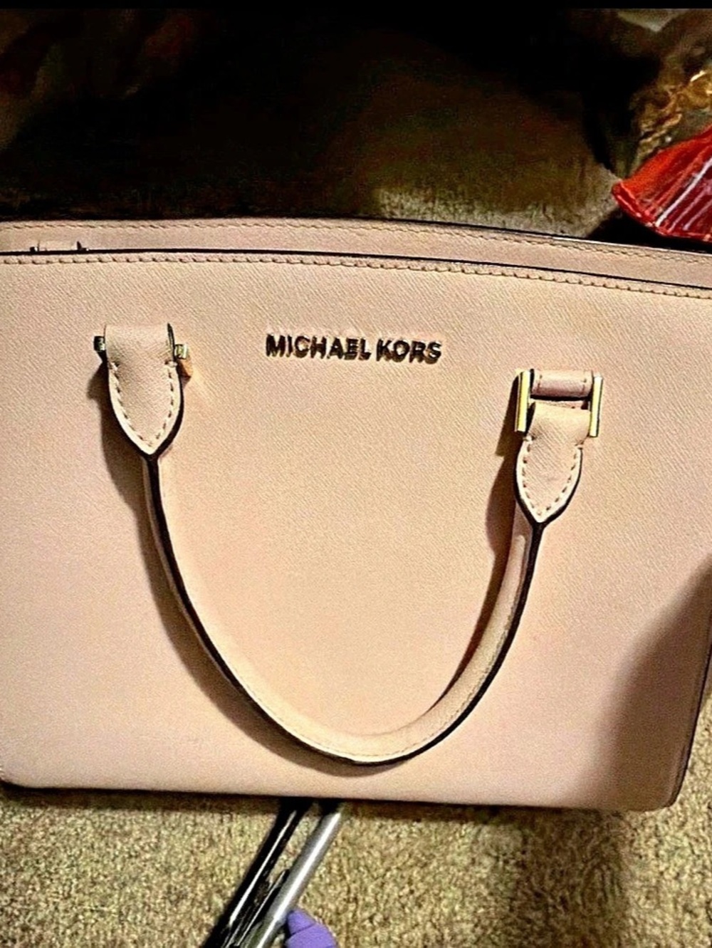 Michael Kors Selma Medium Saffiano Leather Satchel Pink